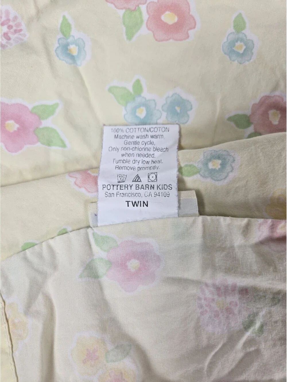 Pottery Barn Kids Yellow Flower Fitted & Flat Sheet Set Twin